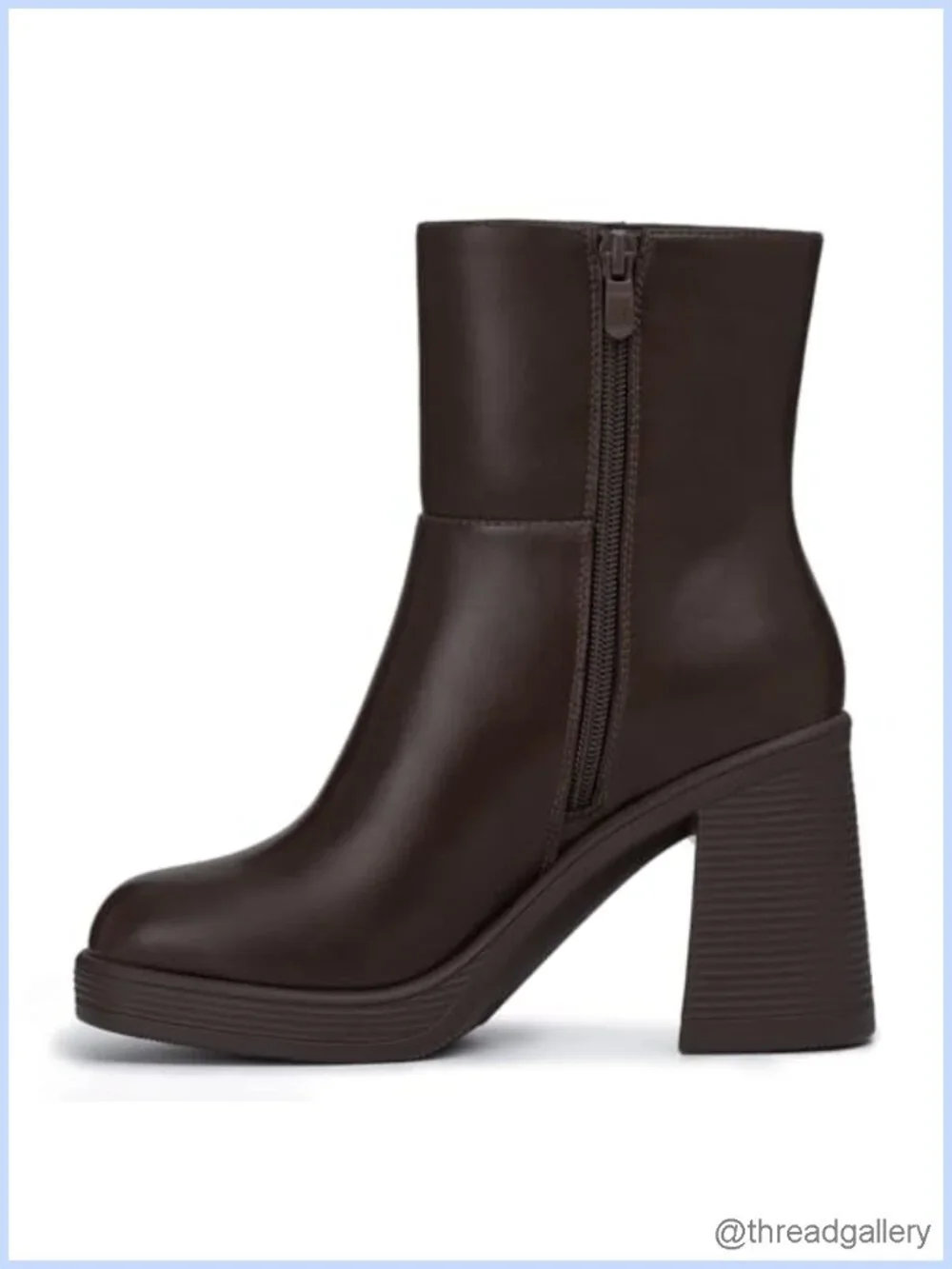 Platform Ankle Boots Chunky Block Heel Square Toe Fashion Dress Heeled Booties